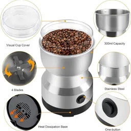 shukan enterprise Electric Coffee Grinder for Beans & Spice Grinder with Removable Grinding Personal Coffee Maker image 4