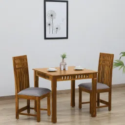 woodsworth from pepperfry Drusilla Sheesham Wood 2 Seater Dining Set In Scratch Resistant Rustic Teak Finish image 1