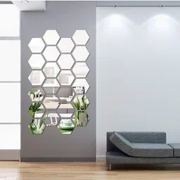 wolkwogg Acrylic Mirror Wall Decor Sticker, Wall Mirror Stickers, 3D Hexagonal image 1