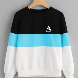 kroptee Men Colorblock Round Neck Pure Cotton Light Blue, White, Black T-Shirt-picture-18