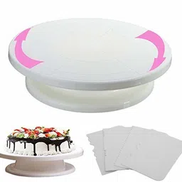 brejariya Plastic Cake Decorating 360 Round Easy Rotate Turntable Revolving Stand (White) Plastic Cake Server image 2