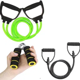 dr pacvu Set3|Single & Double Resistance with 1Small Griper for Body Stretching,Exerciser Fitness Accessory Kit Kit-picture-14
