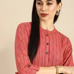 isha e kart Women Printed Viscose Rayon A-line Kurta image 1