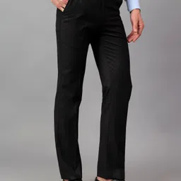 cantabil Men Regular Fit Black Polycotton Trousers image 3