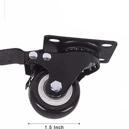 b k jagan and co PU Castor Wheel with Brake Set Rubber PU Castor Wheel(Black)Break-Set of 2 1.5 inch Single Unit Measuring Wheel image 2