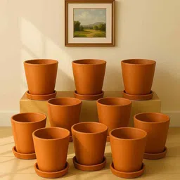 the handicraftian 10 Pcs Red Terracotta 3.5 Inchs Planters image 1