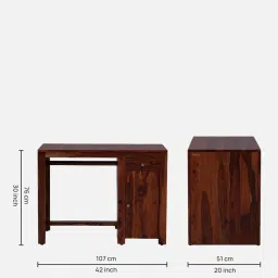 woodsworth from pepperfry Arno Sheesham Wood Writing Table In Honey Oak Finish image 2