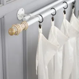 the decor mart Brown Iron 48 - 88 Inches Expandable Curtain Rod with Accessories-picture-36