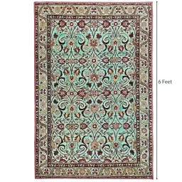 status Green Persian Polyester 4 ft x 6 ft Machine Made Carpet image 4