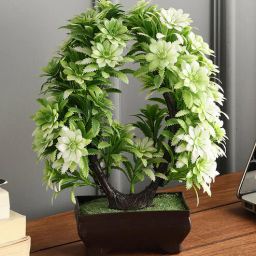 foliyaj Plastic Daisy White U Shaped Gerba Artificial Plant-picture-26