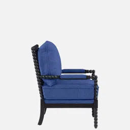 timberly Luxe Linen Fabric Lounge Chair in Blue Colour image 5