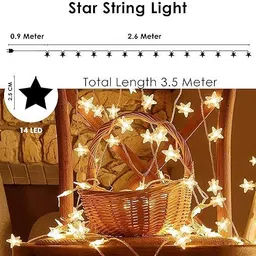 firage 14 LEDs 3.5 m Yellow Steady Star Rice Lights image 2