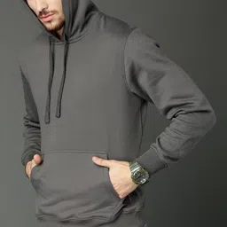 roadster Men Full Sleeve Solid Hooded Sweatshirt image 4