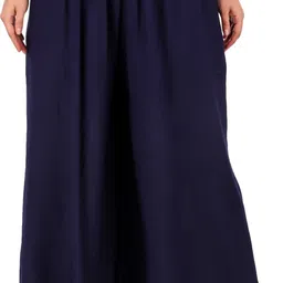 style prezone Women Flared Blue Viscose Rayon Trousers-picture-33