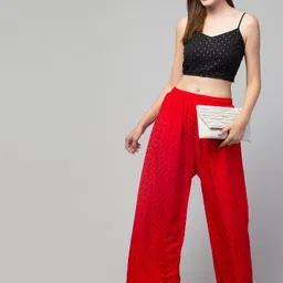 fambee Women Relaxed Red Viscose Rayon Trousers image 5