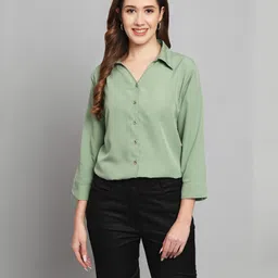 funday fashion Women Regular Fit Solid Casual Shirt image 1