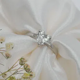 Zarkan Diamond Cut Heart 925 Sterling Silver Ring Sterling Silver Rhodium Plated Ring image 2