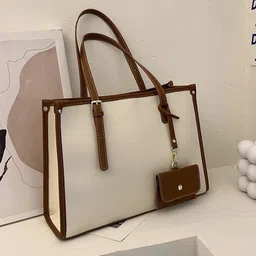 Women White, Brown Shoulder Bag-image-3