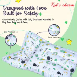 kid's charm Cotton Sleeping Bag, Portable Bassinet-Nest for 0-6 Months (Unisex)-Panda Green Sleeping Bag image 3