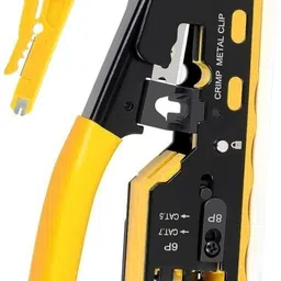 Alloy RJ45 Crimp Tool Multifunctional Cat5/Cat7 Cable Crimper 6P/8P ProCrimp Pass-Through RJ45 Tool Cat5/Cat7 Ethernet Crimper, Multi-Color Manual Crimper-image-1