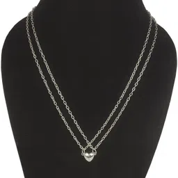 aajkalgifts Silver Stainless Steel Pendant Set image 3