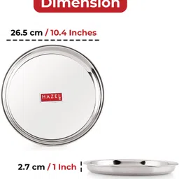 hazel Dinner Lunch Plate Thali, Reusable Bhojan Thali for Home & Kitchen Dinner Plate image 3