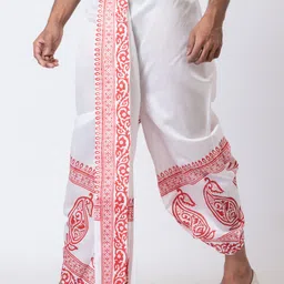 Nakshi Block Printed Dhoti / Free Size Solid Men Dhoti image 4