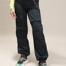 tokyo talkies Women Regular Fit Black Cotton Blend Trousers image 4