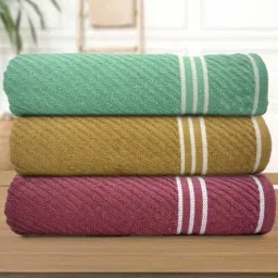 athom living Multicolor Cotton Solid 500 GSM Bath Towels (Pack of 3)-picture-24