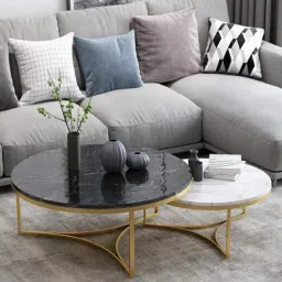 creator handicrafts Cisco Marble Top Nesting Coffee Table In Gold Finish-picture-29