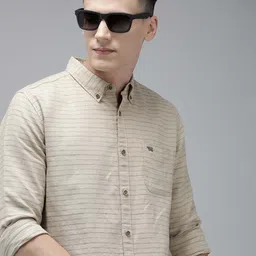 the bear house Men Slim Fit Striped Button Down Collar Casual Shirt-picture-21