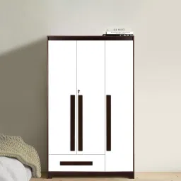 mintwud from pepperfry Regal Grand 3 Door Wardrobe in Walnut & White Finish with Lock image 1