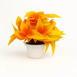 Vibrant Artificial Yellow & Red Flower with Pot for Home, Office, Table Decor. Yellow, Red Wild Flower Artificial Flower with Pot-image-92