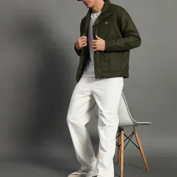 get golf Men Solid Bomber Jacket image 4