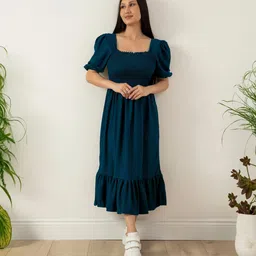 sheetal associates Women Fit and Flare Blue Midi/Calf Length Dress-picture-32