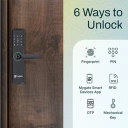 Mygate Lock SE: 6 Ways to Unlock - App,PIN,RFID,Key,OTP & Fingerprint | 3-Year Warranty Smart Door Lock image 2
