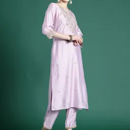 indo era Women Viscose Rayon Kurta Pant Dupatta Set image 3