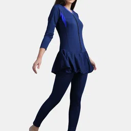 n-gal Solid Full Length Padded One Piece Swimsuits Solid Women Swim-dress Dark Blue Swimsuit image 3