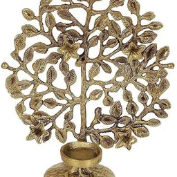 mla’s decor Bodhi Tree Tea Light Holder, Brass Bodhi Tree Diya, Kalpvriksha Tree Brass Table Diya image 1