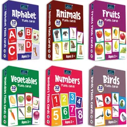 Alphabet, Numbers, Fruits, Vegetables, Animals, and Birds Flash Cards - Set of 6-image-70