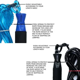 resh (Pack of 2 pcs) Blue / Black Ball Bearing Skipping Rope image 3