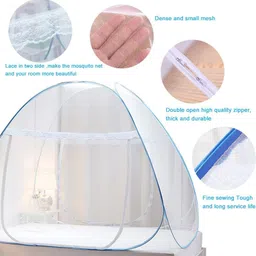 parth Foldable Mosquito Net with Ventilation Visibility & Saviours ( 200x200x155 ) Cotton Washable Adults Mosquito Net image 2