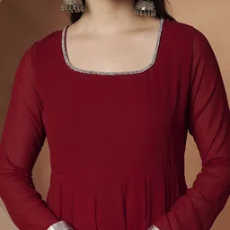 poshak hub Women Embroidered Georgette Anarkali Kurta image 4