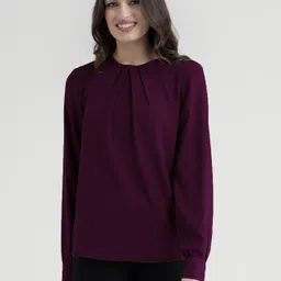 mirana Casual Regular Sleeves Solid Women Maroon Top image 3