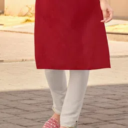 rr sa kurtis Women Embroidered Viscose Rayon Straight Kurta image 4