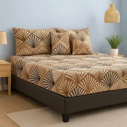 shruvis ekart Woolen King Fitted (Elastic) 400 TC Printed Bedsheet image 2