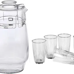 Somil Versatile Transparent Jug & 6 Glass Set for Beverage Service - E14 Jug Glass Set-image-88