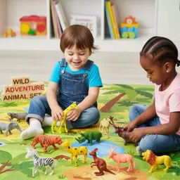 shetty toys Big Animal Toys Set for Kids- Lion Tiger Giraffe Elephant -Jungle Animals image 2