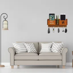 kk craft Om Swastik Wooden Key Holder With Two Storage Box Wood Key Holder image 3