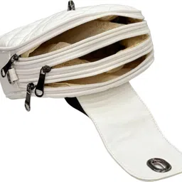 house of common White Women Sling Bag WOMEN 3 ZIP LOCK SLING BAG image 5